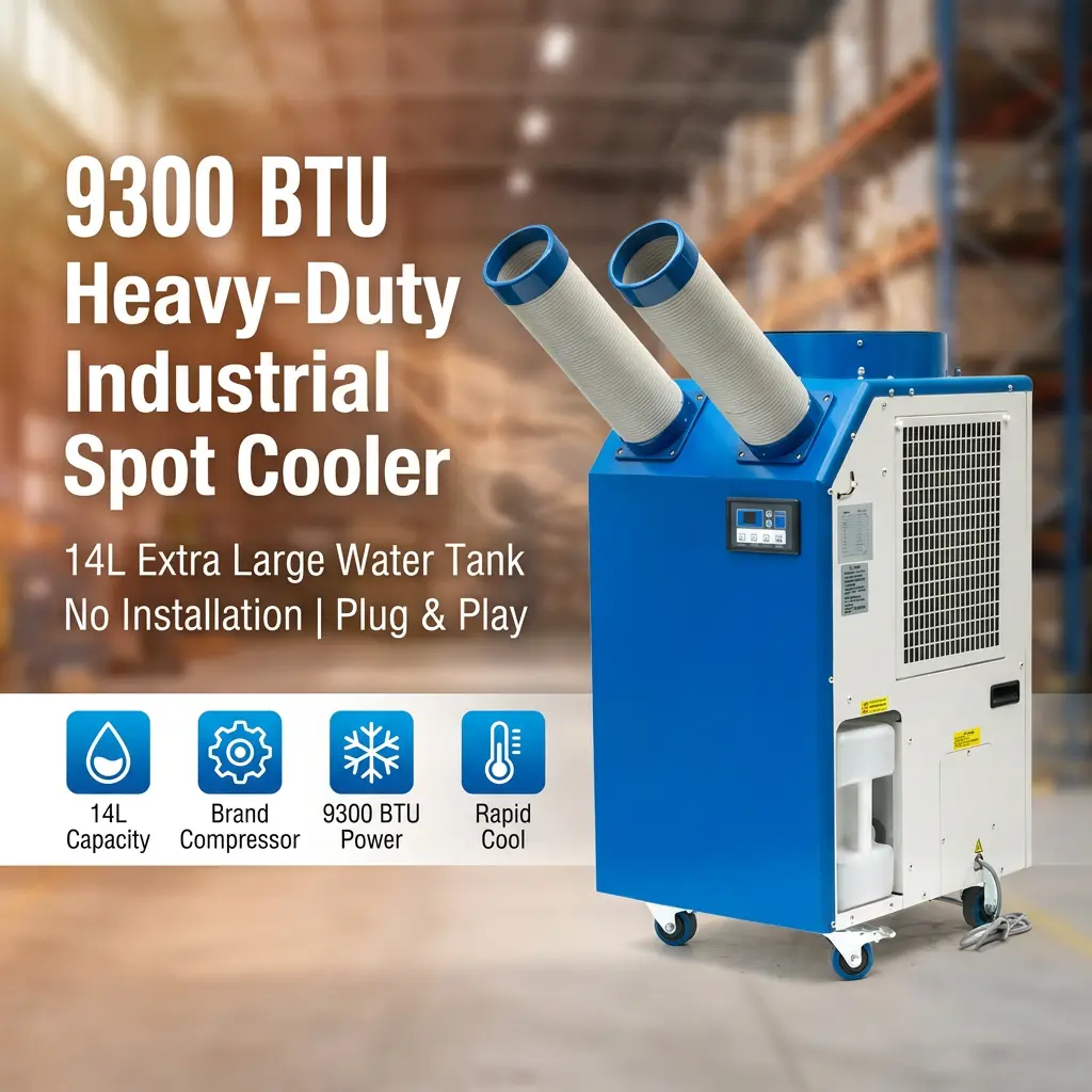 OEM 14L duży zbiornik 2700W moc 9300BTU sprężarka rotacyjna przenośna chłodnica punktowa klimatyzator przemysłowy do warsztatu OEM 14L duży zbiornik 2700W moc 9300BTU sprężarka rotacyjna przenośna chłodnica punktowa klimatyzator przemysłowy do warsztatu
